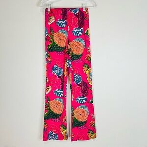 FITZROY & WILLA pink all over botanical print straight leg pant size XSMALL
